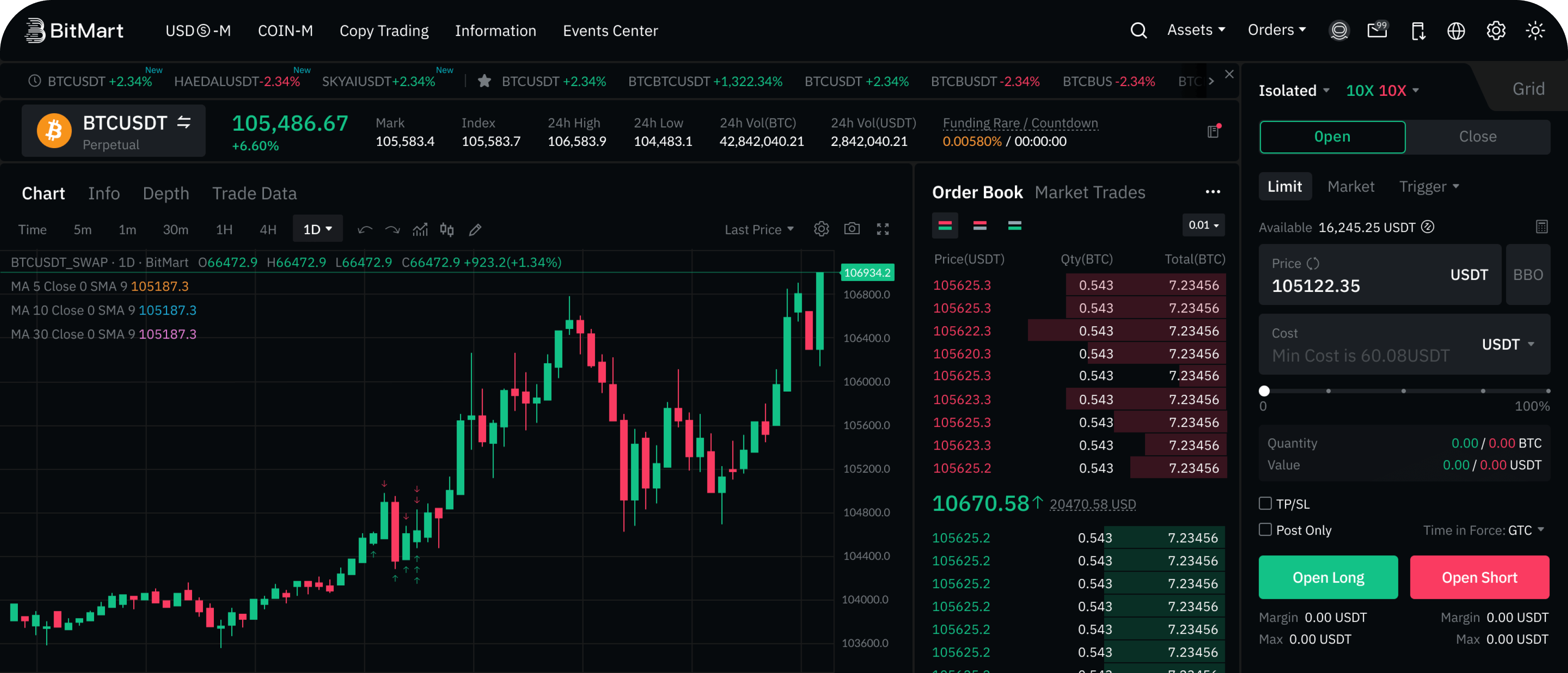 website interface